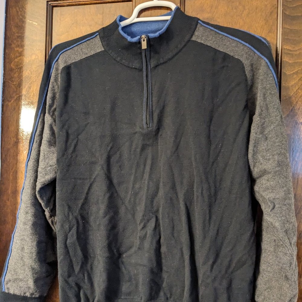 Black, Grey & Blue Quarter Zip Sweater